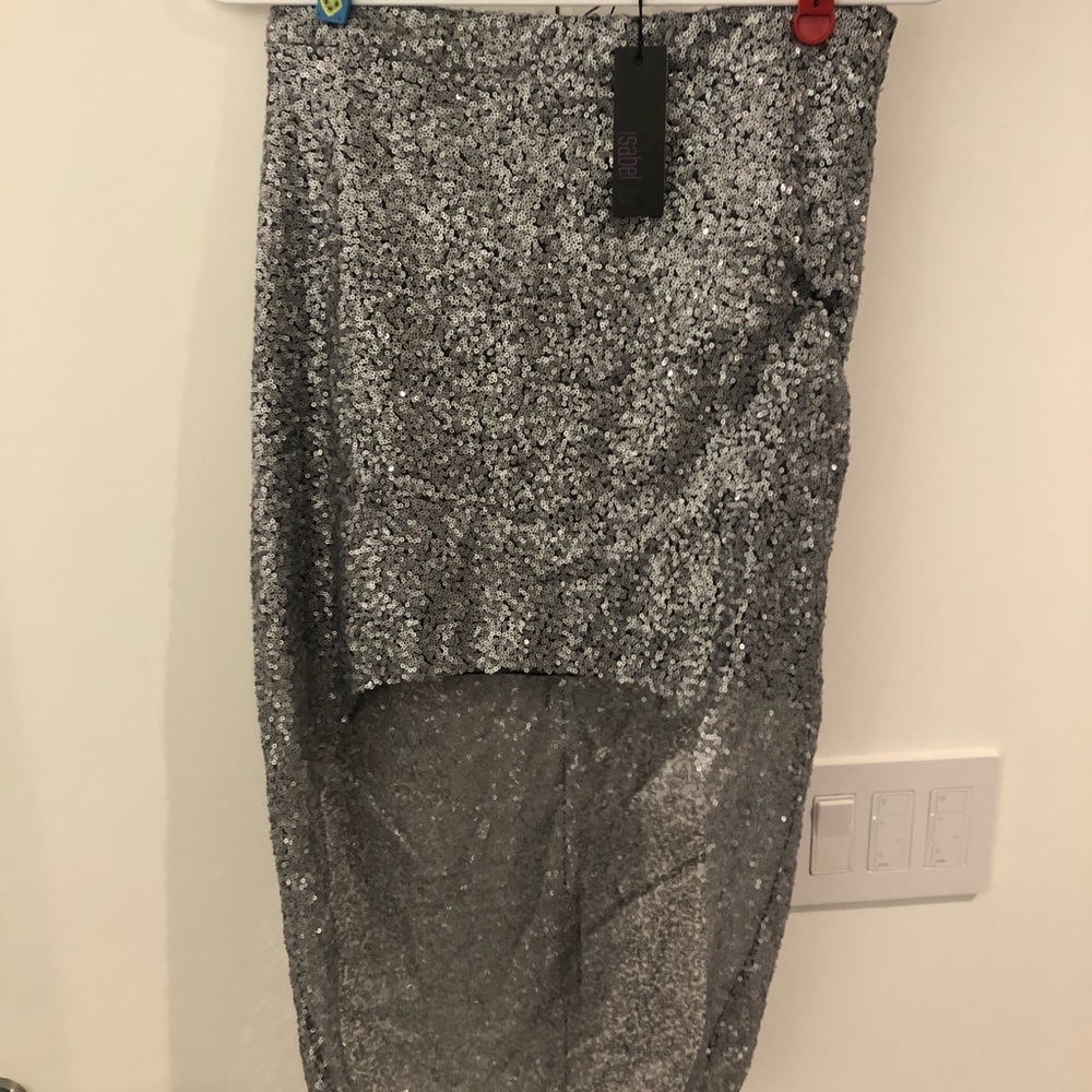 Isabel Lu silver sequin cocktail skirt in Medium